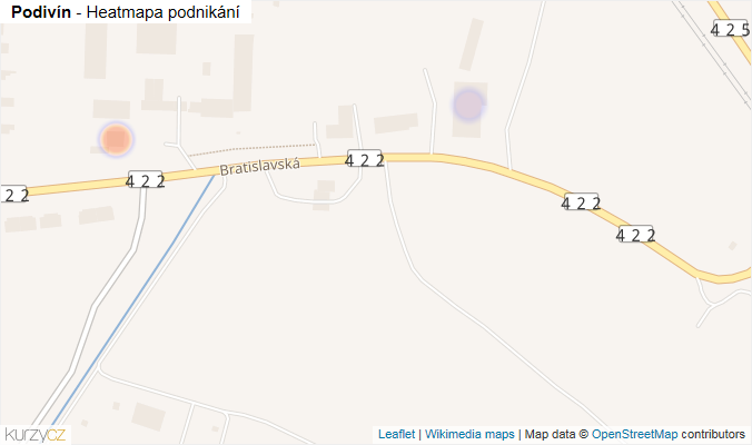 Mapa Podivín - Firmy v obci.