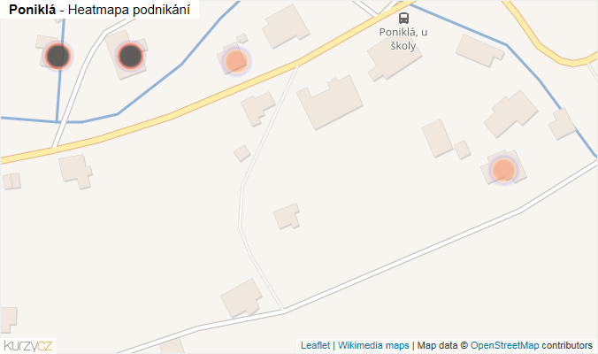 Mapa Poniklá - Firmy v obci.