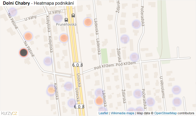 Mapa Dolní Chabry - Firmy v části obce.