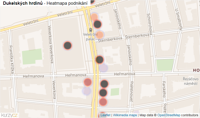 Mapa Dukelských hrdinů - Firmy v ulici.
