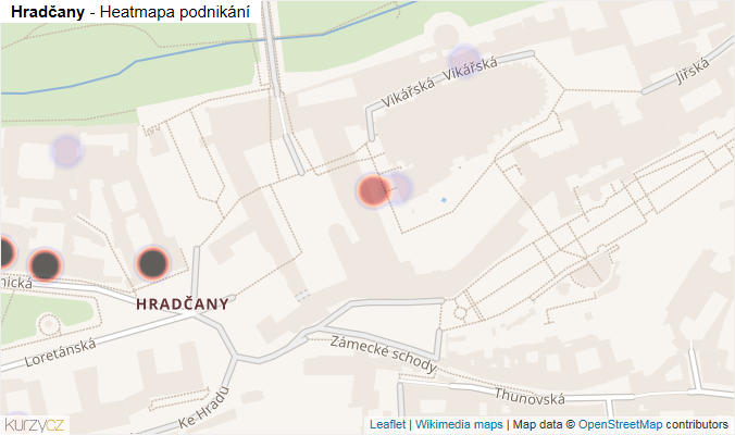 Mapa Hradčany - Firmy v části obce.