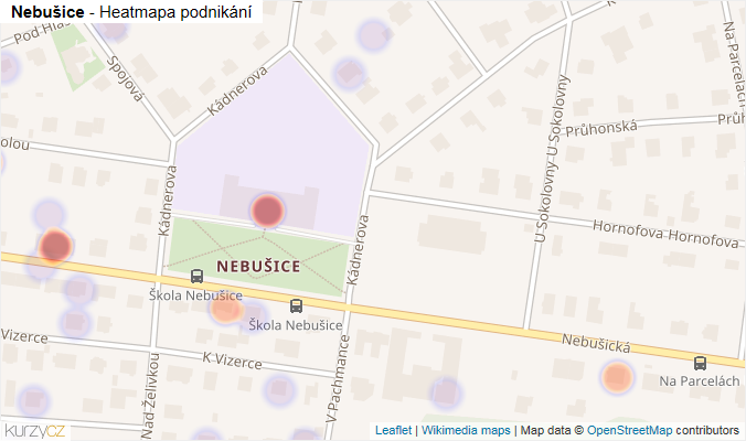 Mapa Nebušice - Firmy v části obce.
