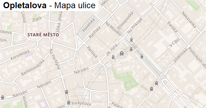 Opletalova - mapa ulice