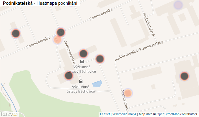 Mapa Podnikatelská - Firmy v ulici.