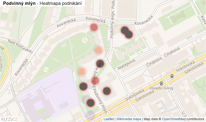 Mapa Podvinný mlýn - Firmy v ulici.