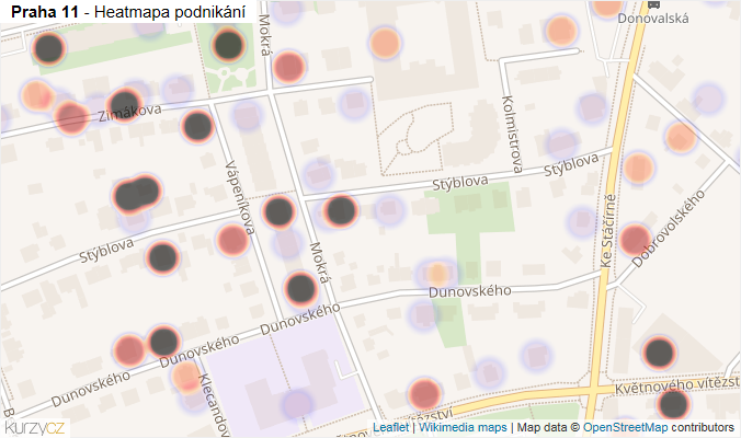 Mapa Praha 11 - Firmy v městské části.