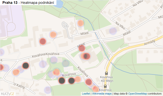 Mapa Praha 13 - Firmy v městské části.