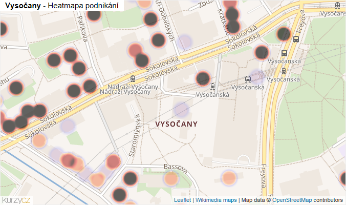 vysočany mapa Vysočany, část obce v obci Praha   všechny objekty | Kurzy.cz