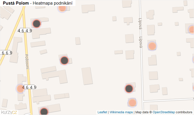 Mapa Pustá Polom - Firmy v obci.