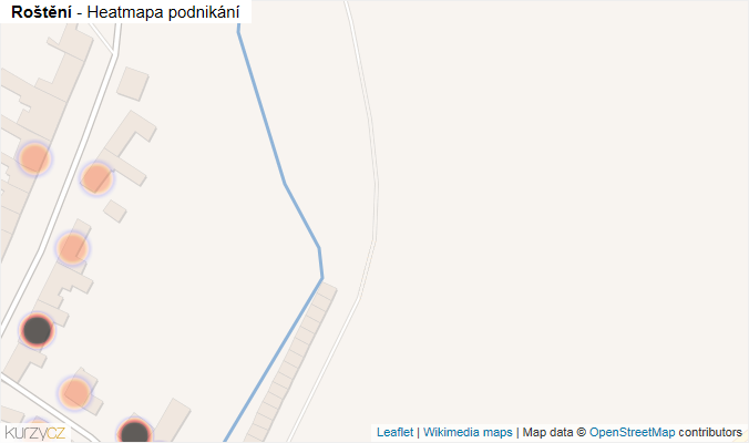 Mapa Roštění - Firmy v obci.
