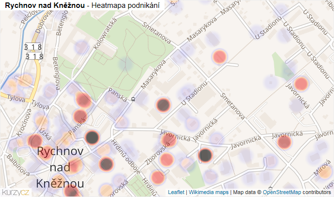 Mapa Rychnov nad Kněžnou - Firmy v obci.