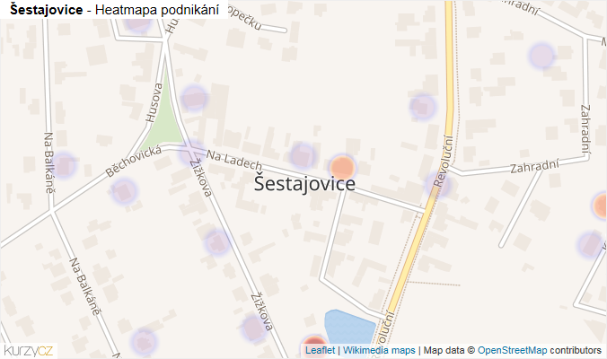 Mapa Šestajovice - Firmy v části obce.