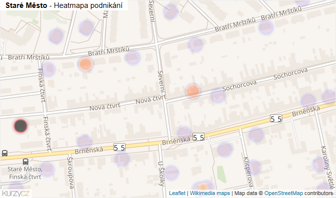 Mapa Staré Město - Firmy v části obce.
