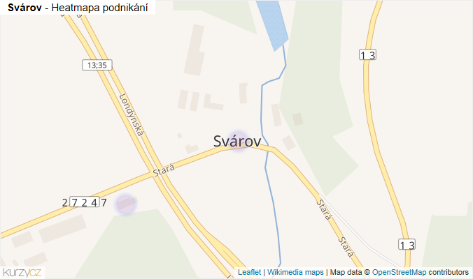 Mapa Svárov - Firmy v části obce.