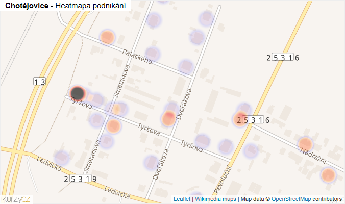 Mapa Chotějovice - Firmy v části obce.