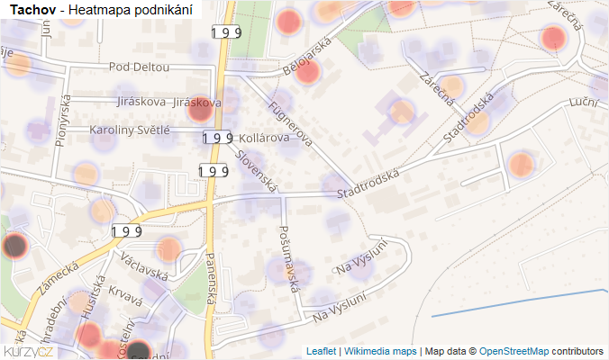 Mapa Tachov - Firmy v obci.