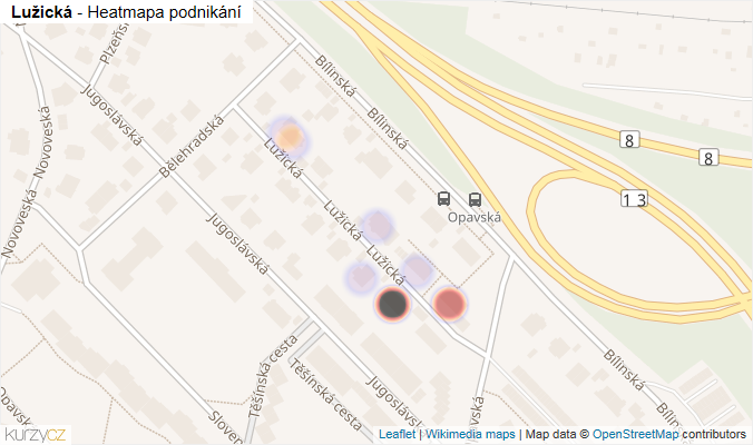 Mapa Lužická - Firmy v ulici.