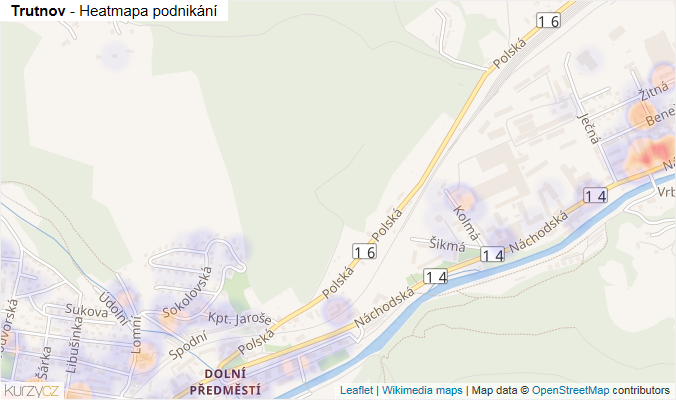 Mapa Trutnov - Firmy v obci.