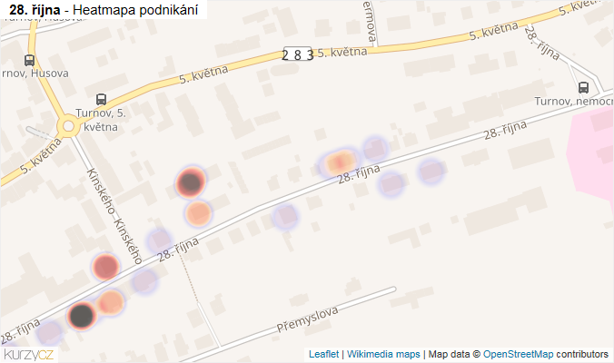 Mapa 28. října - Firmy v ulici.