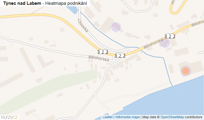 Mapa Týnec nad Labem - Firmy v obci.