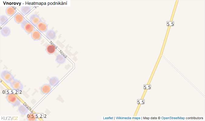 Mapa Vnorovy - Firmy v obci.