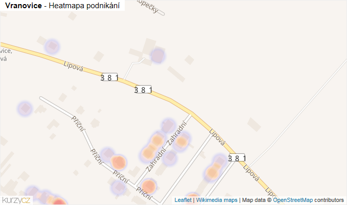 Mapa Vranovice - Firmy v obci.