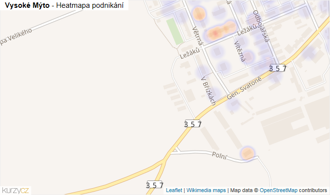 Mapa Vysoké Mýto - Firmy v obci.