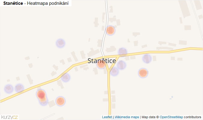 Mapa Stanětice - Firmy v části obce.
