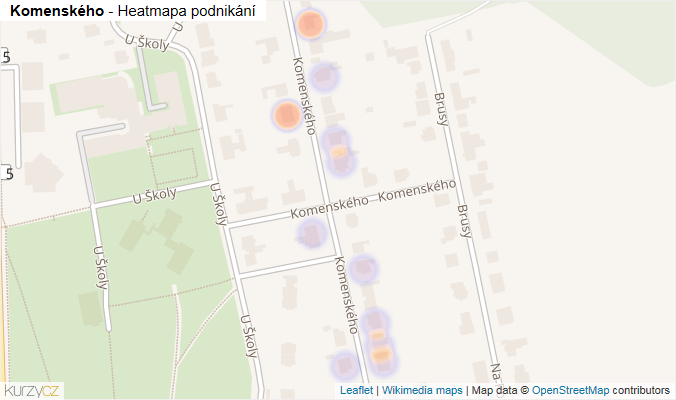 Mapa Komenského - Firmy v ulici.