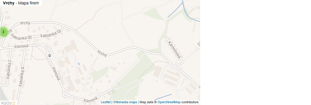 Mapa Vrchy - Firmy v ulici.