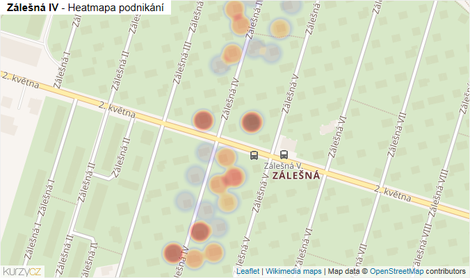 Mapa Zálešná IV - Firmy v ulici.