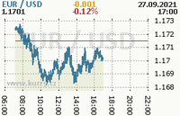 Online graf kurzu usd/eur