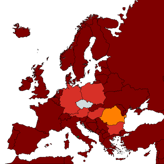 Podróż w skrócie: Polska i Niemcy znajdą się w czerwonej grupie krajów.  Rumunia nowa pomarańcza, do Bułgarii tylko ze szczepieniem i testem